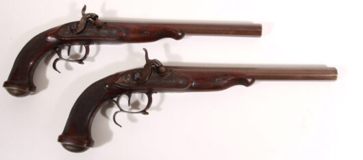 13735 - Paar Perkussionspistolen Bruneel a Lyon 1830