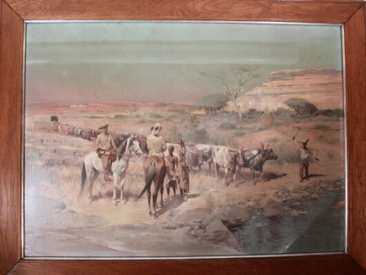 50024 - Lithografie: Wilhelm Kunert (1865 – 1926): Ochsenzug in der Grassteppe