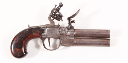 17970 - Doppelläufige Steinschloßpistole, wohl deutsch um 1790